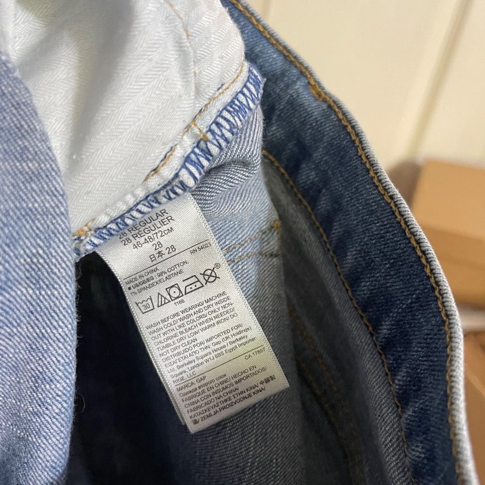 GAP Womens Medium Wash Distressed Mid Rise Raw Hem True Skinny Ankle Size 28 - Picture 3 of 7